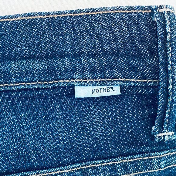 Mother jean Women's 28 blue Insider Speed Racer crop step fray high rise luxury - Picture 6 of 16